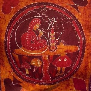 Gypsy Rose Batik Alice in Wonderland Tapestry Hand Painted Twin Size 100% Cotton